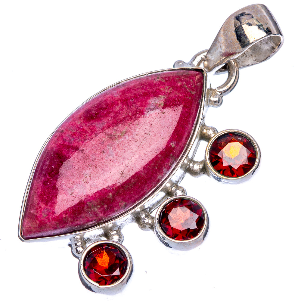 Thulite, Garnet Pendant 1 1/2" (925 Sterling Silver) P40220