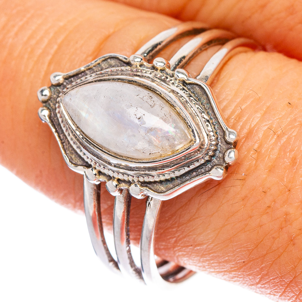 Rainbow Moonstone Ring Size 10 (925 Sterling Silver) R1255