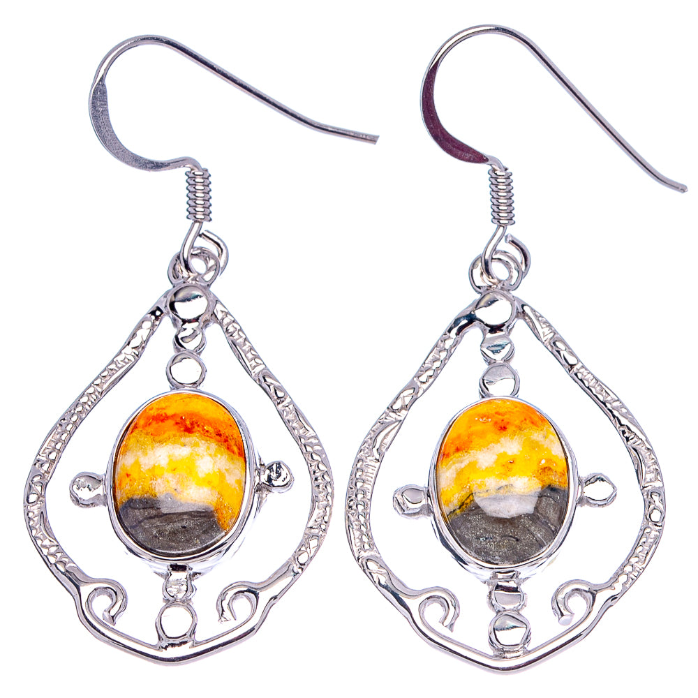Premium Bumblebee Jasper Earrings 1 5/8" (.925 Sterling Silver)