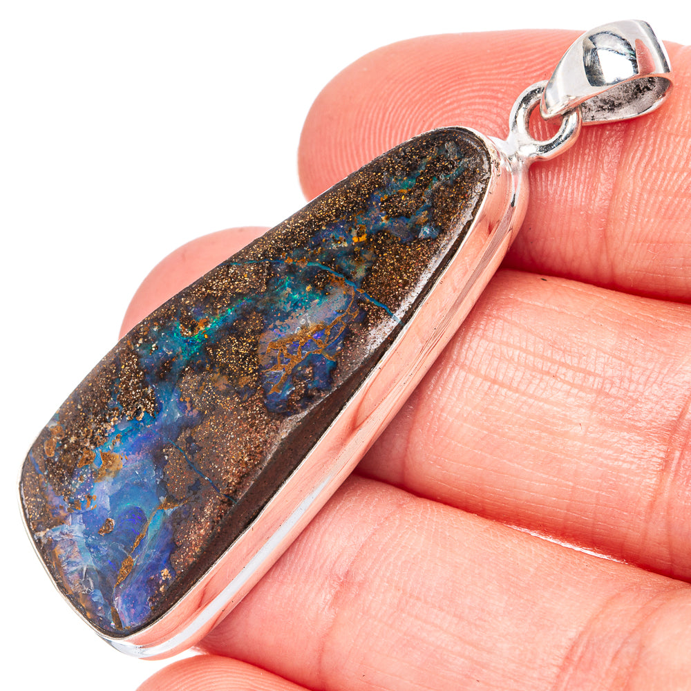 Rare Boulder Opal Pendant 2" (925 Sterling Silver) P41374