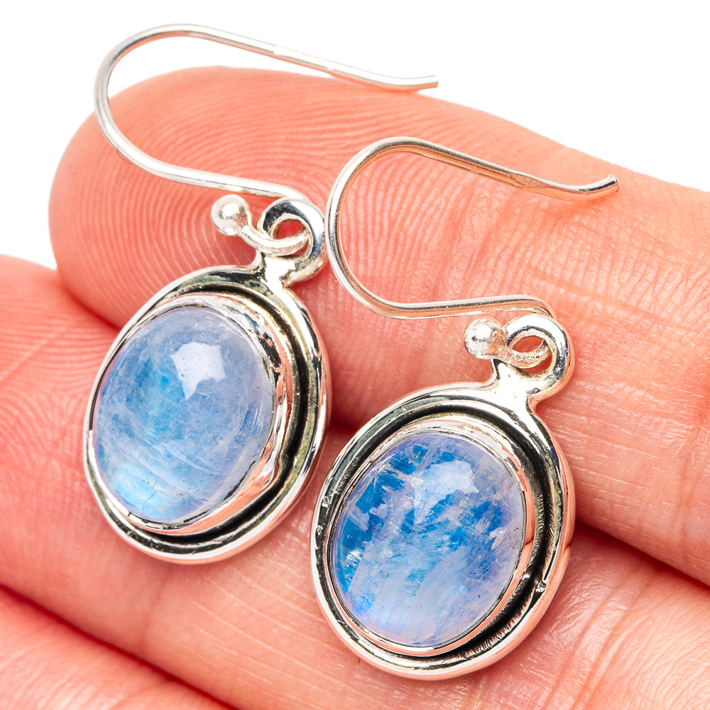 Rainbow Moonstone Earrings 1 1/8" (925 Sterling Silver) E2560