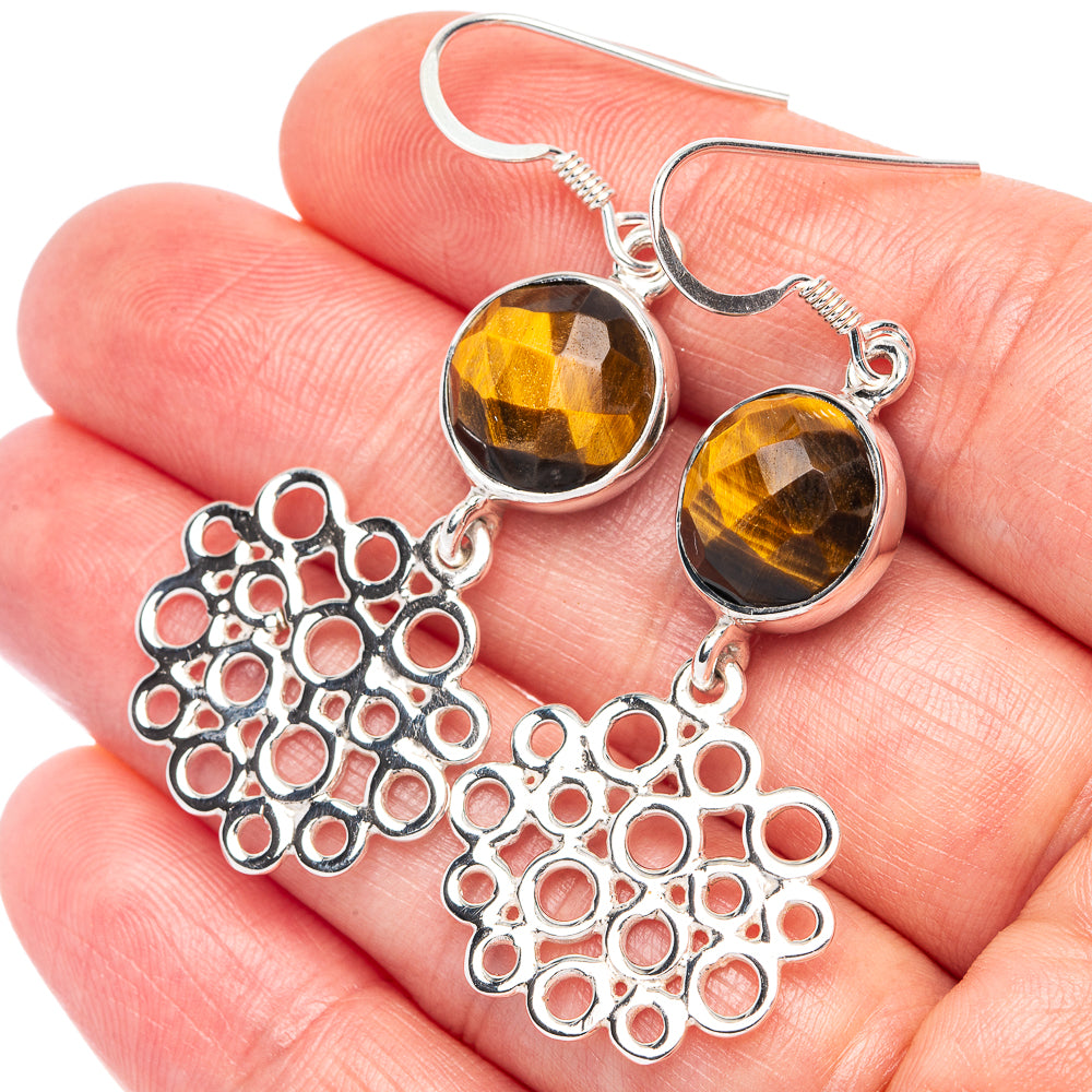 Premium Tiger Eye Earrings 2 1/8" (925 Sterling Silver) E2512