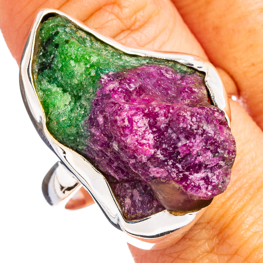 Raw Ruby Zoisite Ring Size 13 (.925 Sterling Silver)
