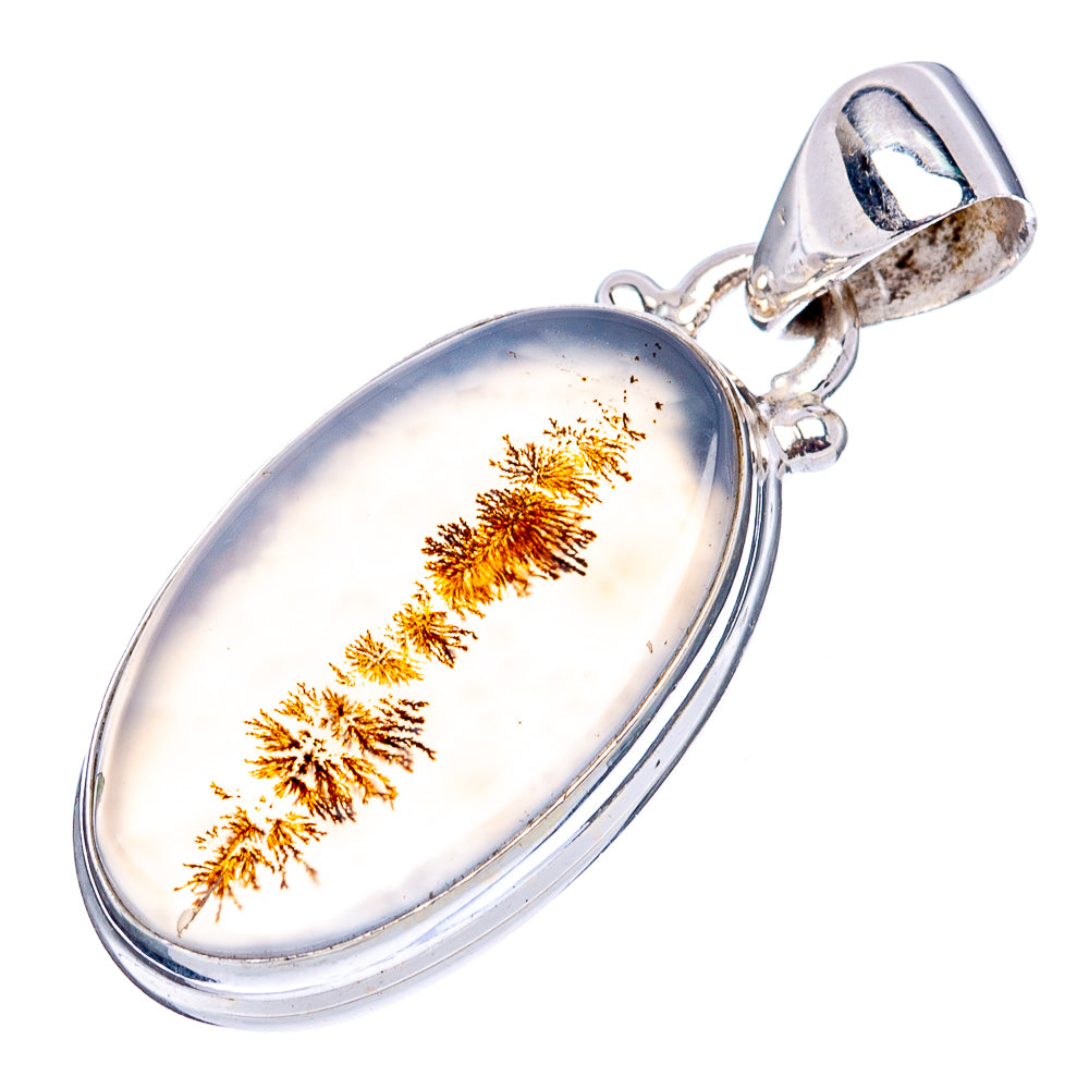 Scenic Dendritic Agate Pendant 1 1/4" (.925 Sterling Silver)