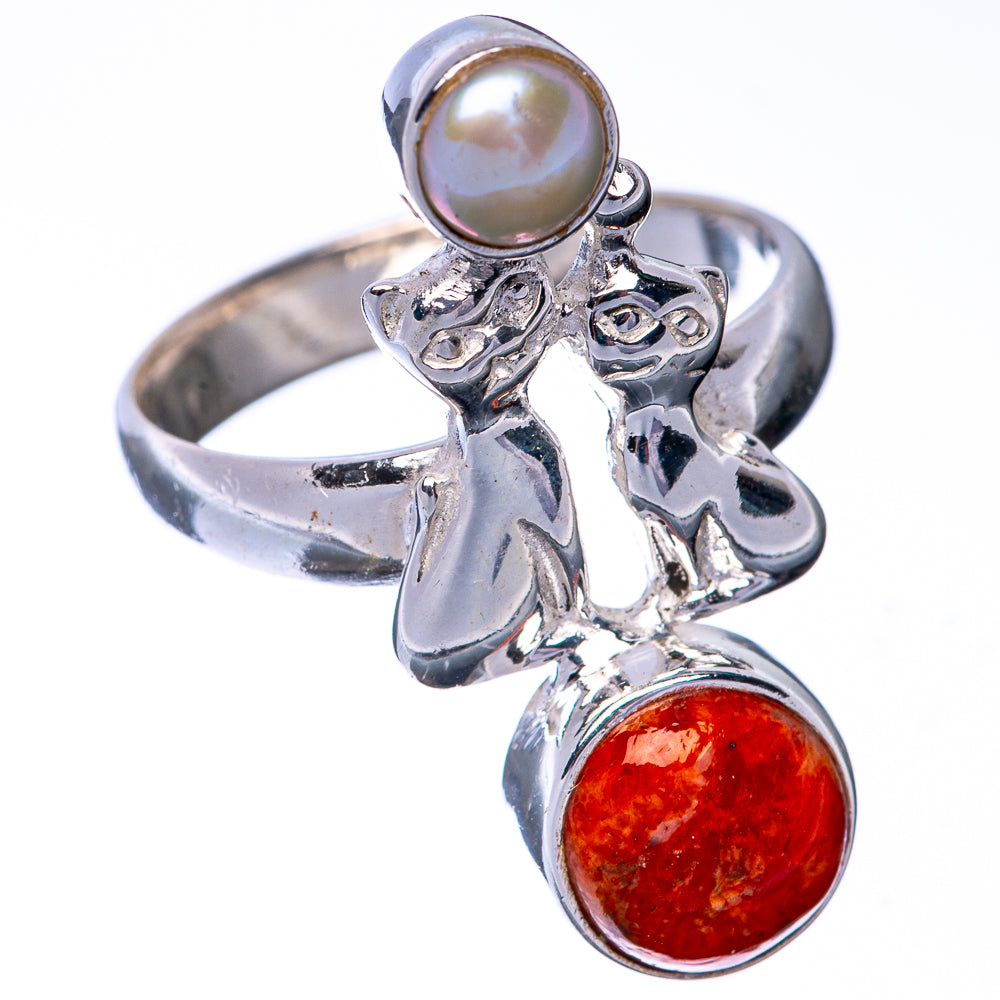 Sponge Coral, Cultured Pearl Ring Size 6.5 (925 Sterling Silver) R145121