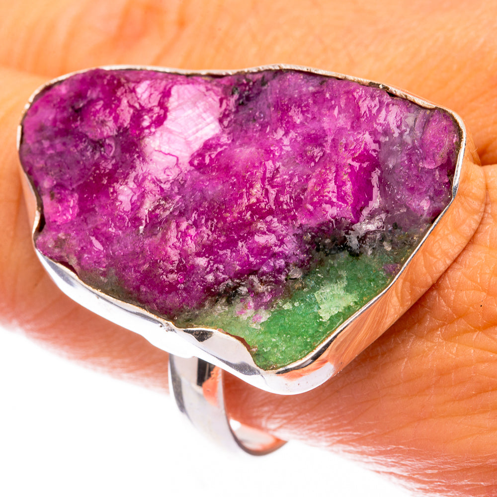 Large Raw Ruby Zoisite Ring Size 9.75 (925 Sterling Silver) R141641