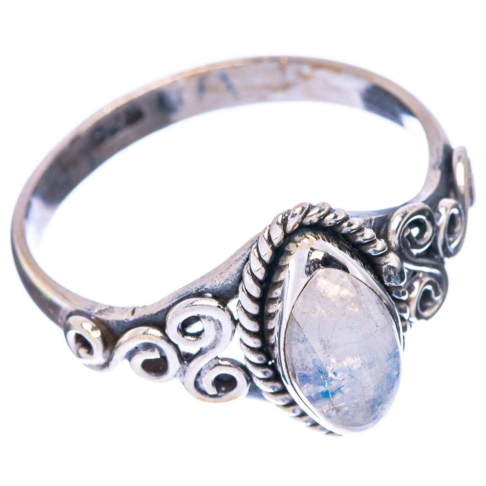 Rainbow Moonstone Dainty Ring Size 7.5 (925 Sterling Silver) R5767
