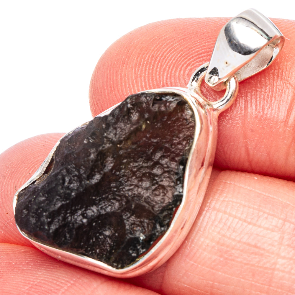 Rare Moldavite Pendant 1 1/4" (925 Sterling Silver) P44264