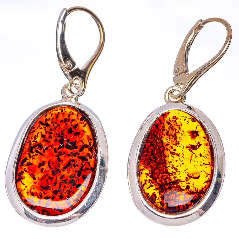 Baltic Amber Earrings 1 3/4" (925 Sterling Silver) E1095