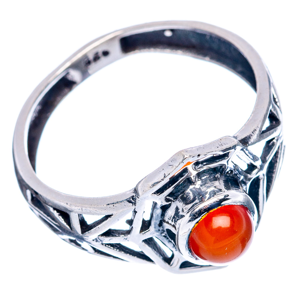 Carnelian Web Dainty Ring Size 7 (.925 Sterling Silver)