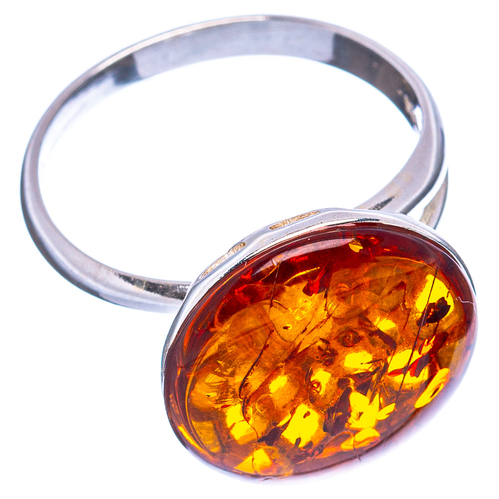 Baltic Amber Ring Size 7 Adjustable (.925 Sterling Silver)