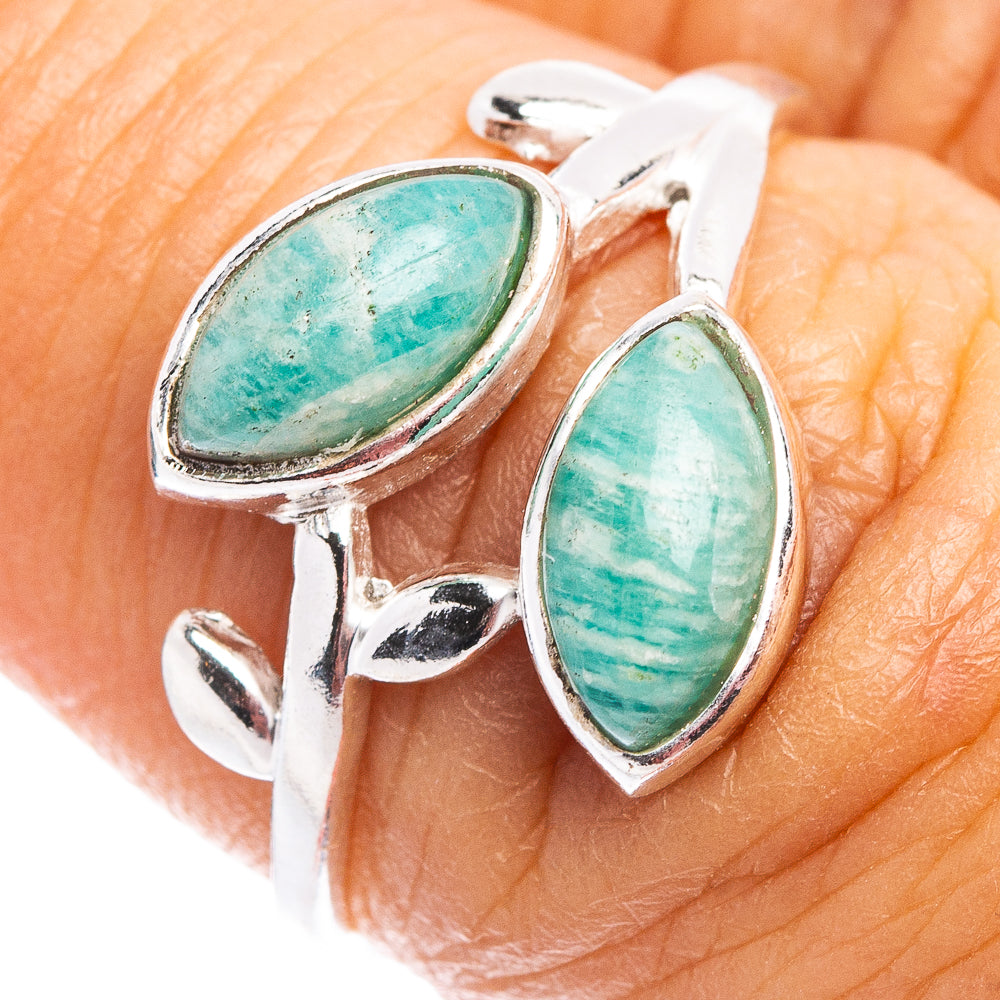 Amazonite Leaf Dainty Ring Size 7 (.925 Sterling Silver)