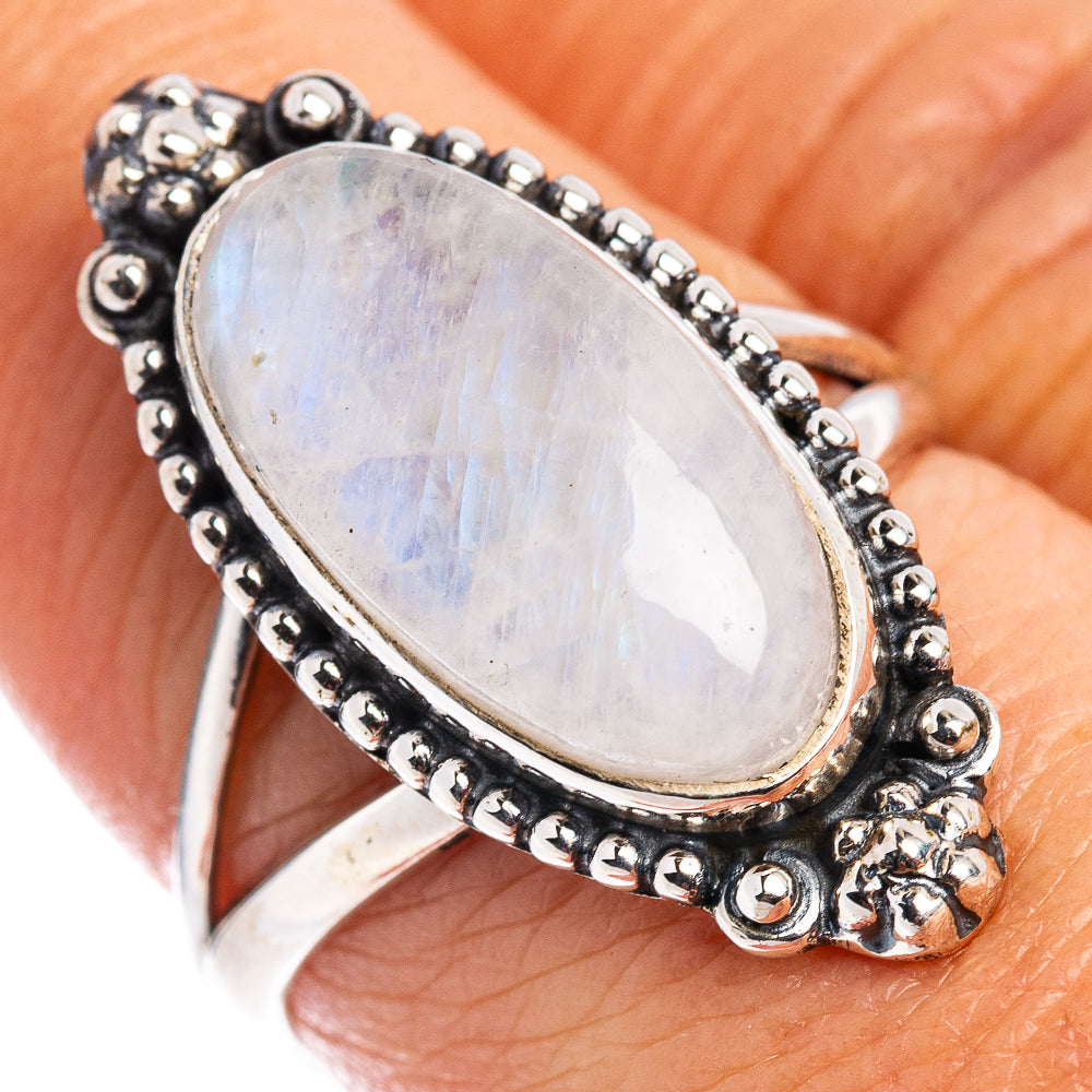 Rainbow Moonstone Ring Size 8 (.925 Sterling Silver)