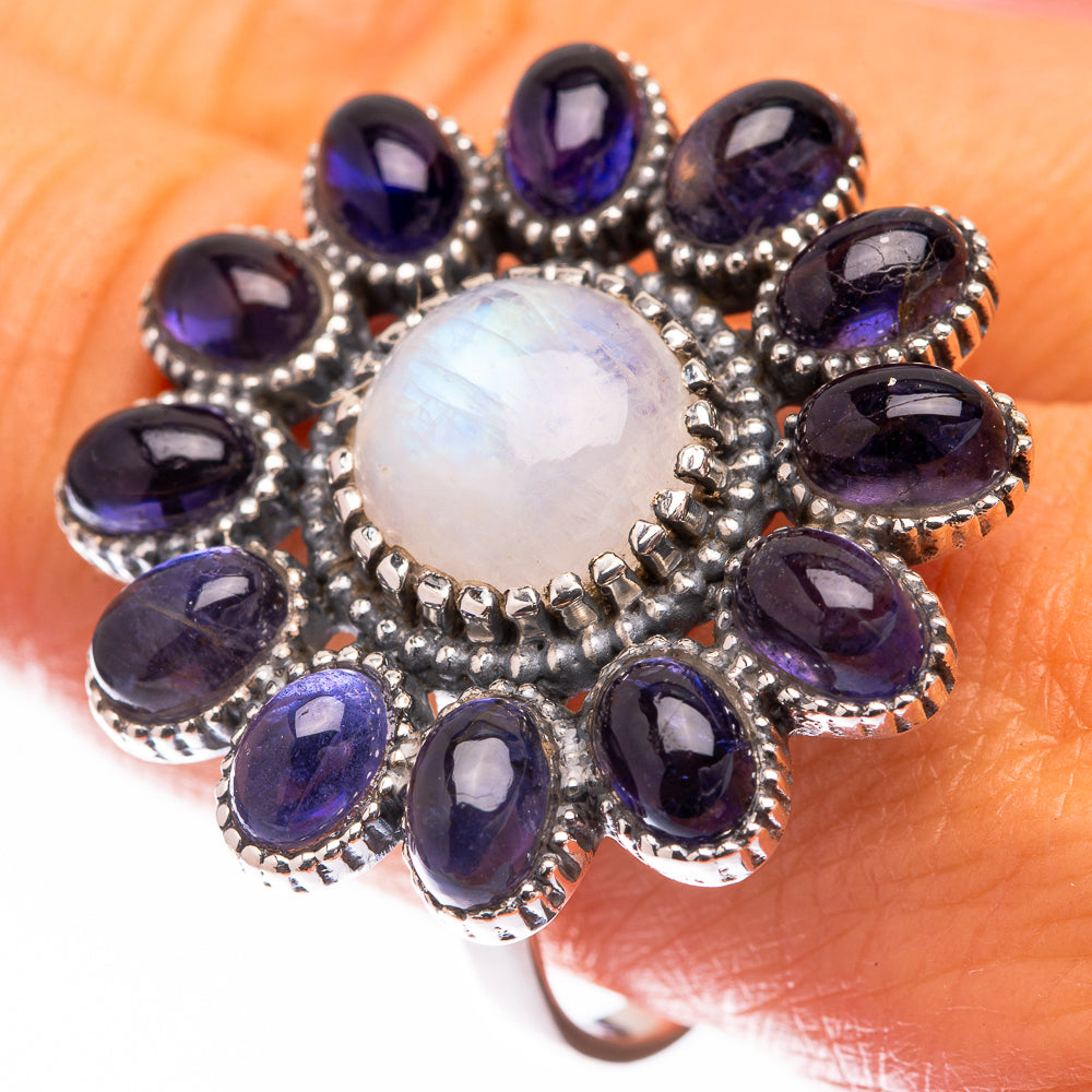 Large Rainbow Moonstone, Tanzanite Ring Size 10 (925 Sterling Silver) R140857