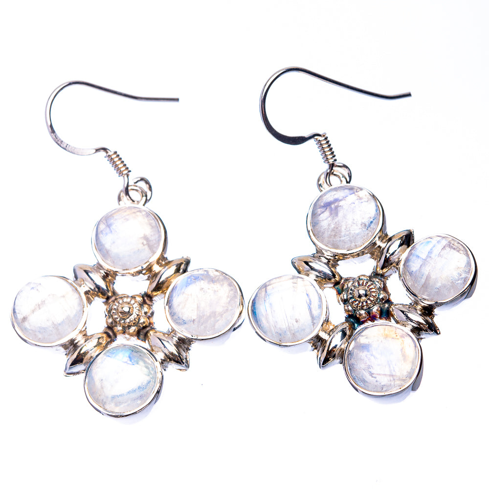 Signature Rainbow Moonstone Earrings 1 5/8" (925 Sterling Silver) E432329