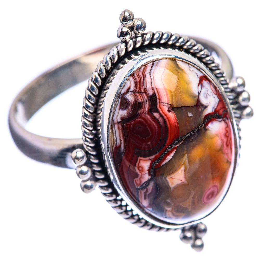 Crazy Lace Agate Ring Size 11.5 (925 Sterling Silver) R142103