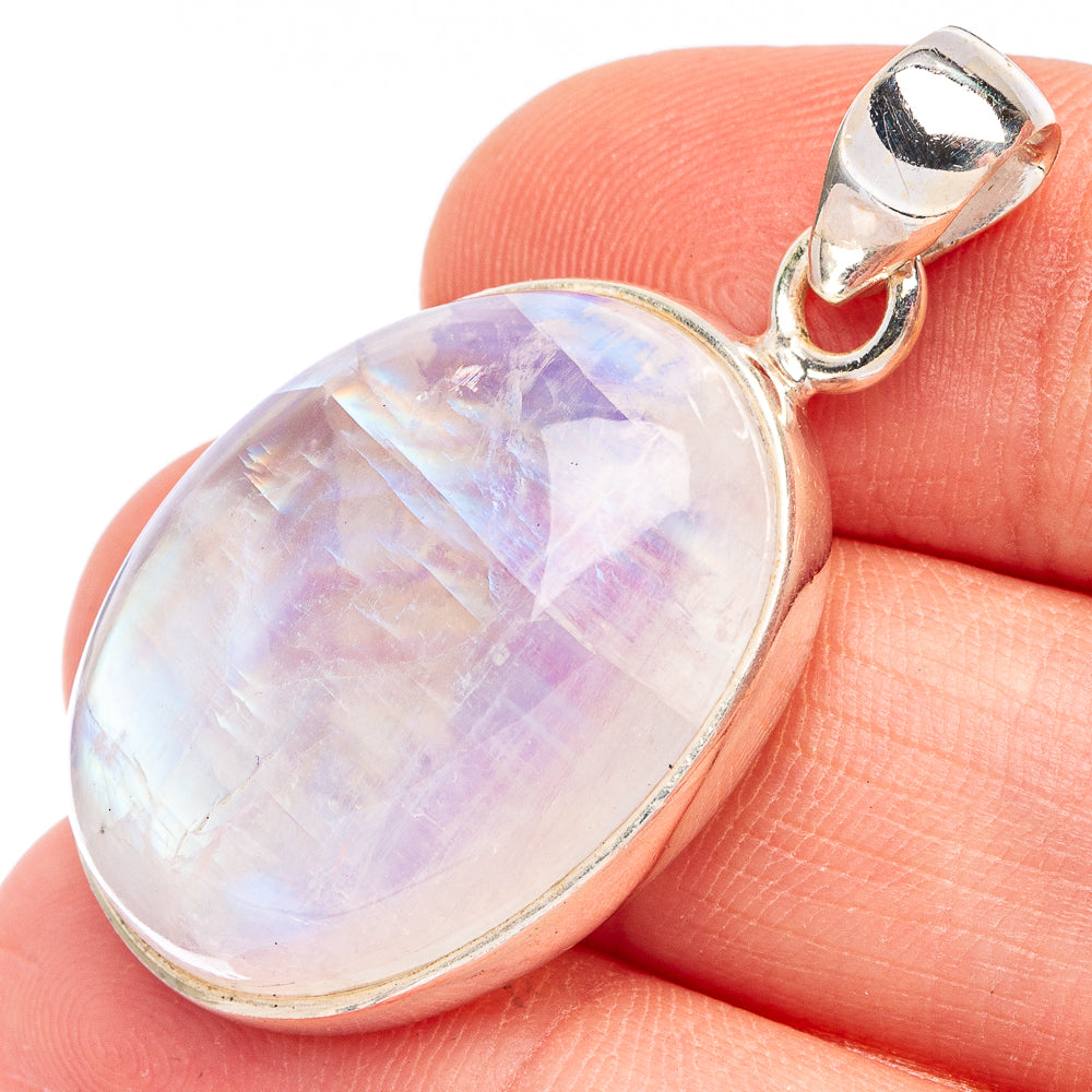 Rainbow Moonstone 925 Sterling Silver Pendant 1 1/2" (925 Sterling Silver) P43608