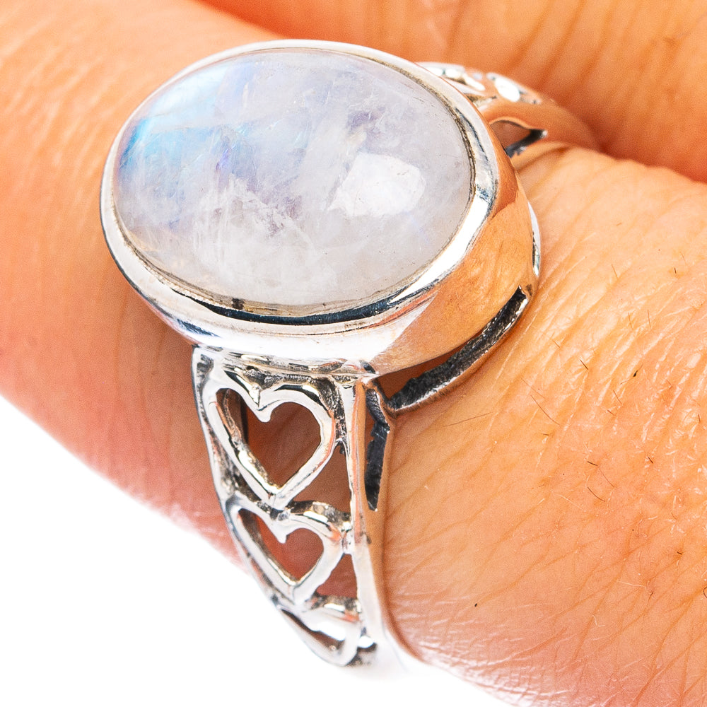 Rainbow Moonstone Ring Size 8.5 (925 Sterling Silver) R4843