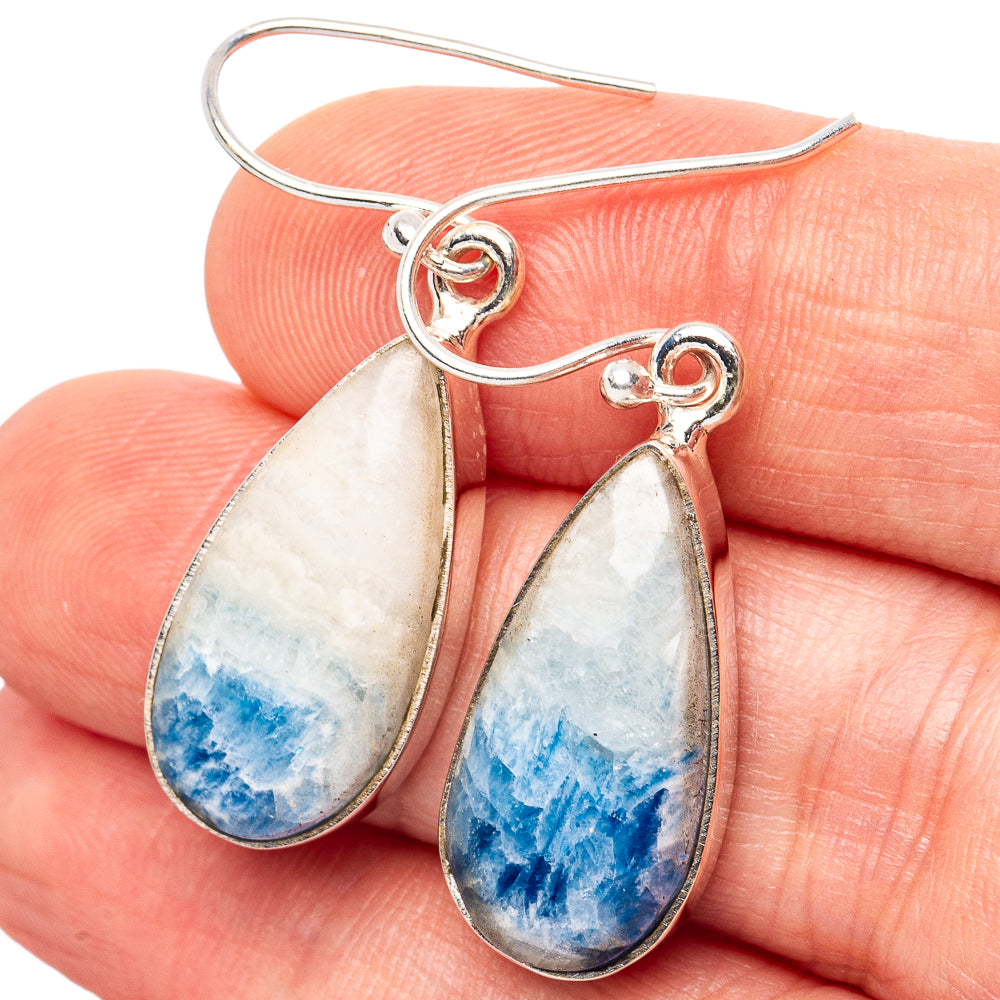 Blue Scheelite Earrings 1 1/2" (.925 Sterling Silver)