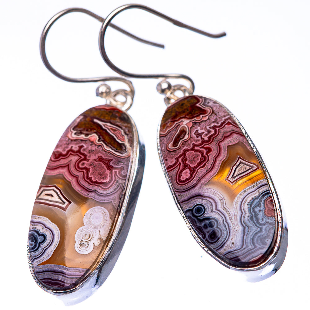 Crazy Lace Agate 925 Sterling Silver Earrings 1 5/8" (925 Sterling Silver) EARR432233