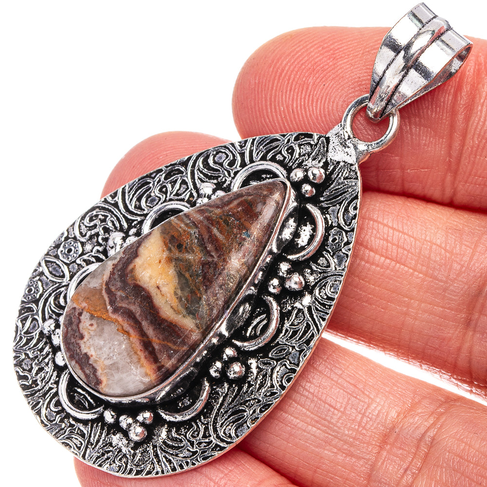 Pink Dendritic Opal Pendant 2 1/8" (German Silver)