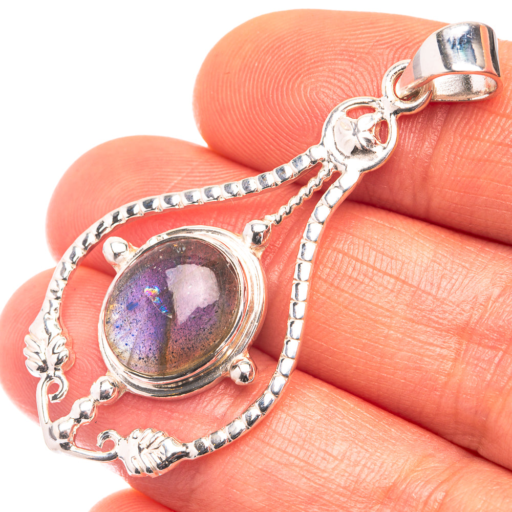 Premium Labradorite Pendant 1 7/8" (925 Sterling Silver) P38786