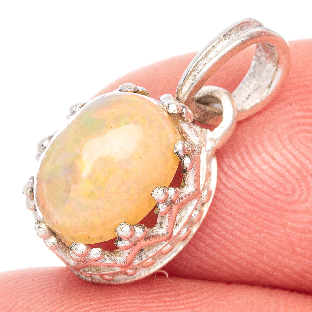 Rare Ethiopian Opal Pendant 5/8" (925 Sterling Silver) P40633
