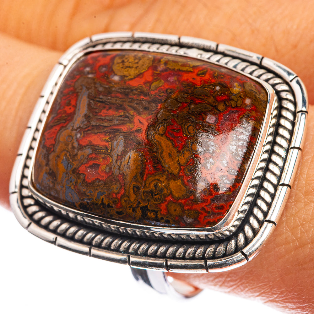 Huge Moroccan Agate 925 Sterling Silver Ring Size 10