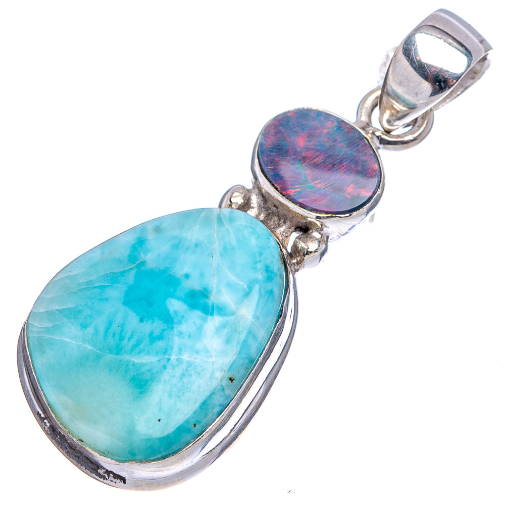 Rare Larimar, Doublet Opal Pendant 1 1/2" (.925 Sterling Silver)