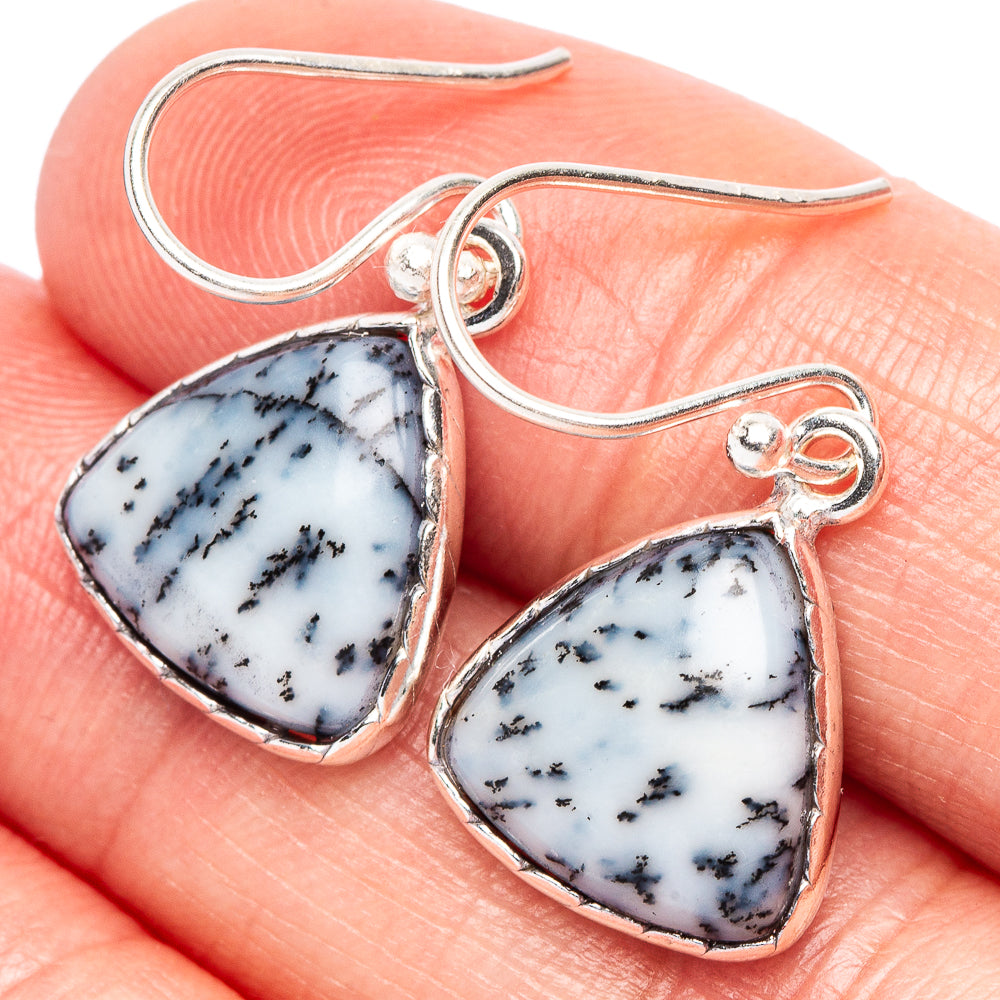 Dendritic Opal Earrings 1 1/8" (925 Sterling Silver) E2338