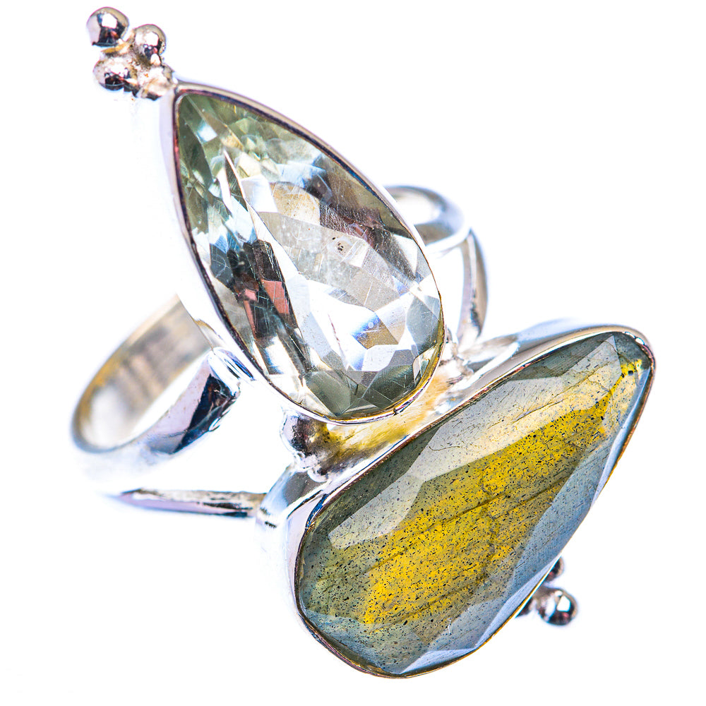 Large Labradorite, White Quartz Ring Size 8.25 (925 Sterling Silver) RING140241
