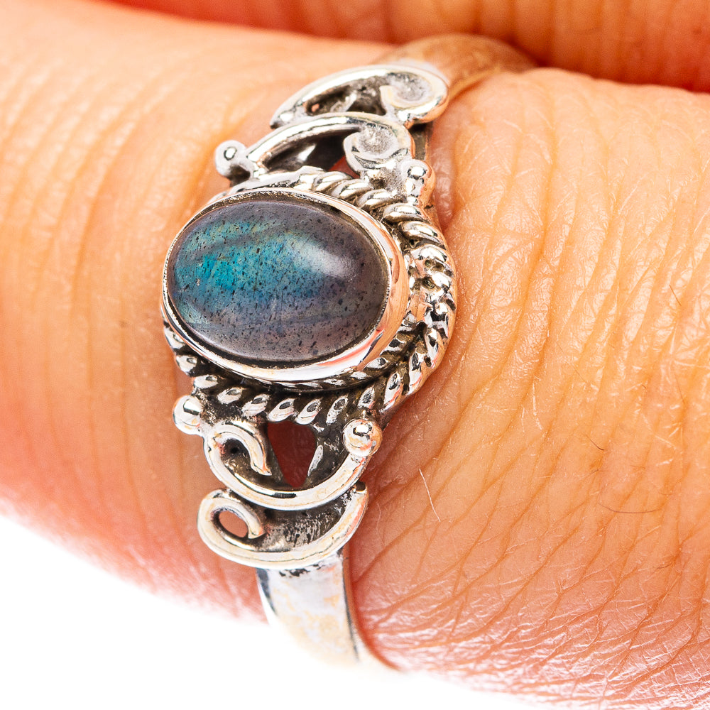 Labradorite Dainty Ring Size 7.75 (925 Sterling Silver) R5822