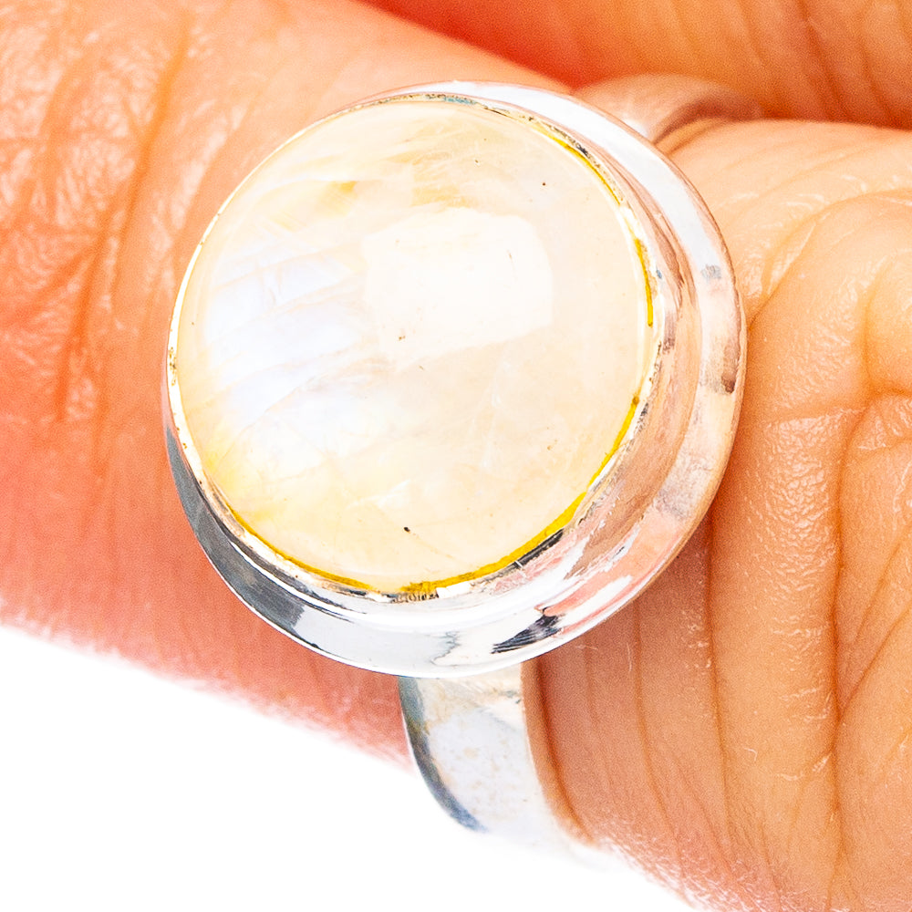 Yellow Moonstone 925 Sterling Silver Ring Size 4.75 (925 Sterling Silver) R6075