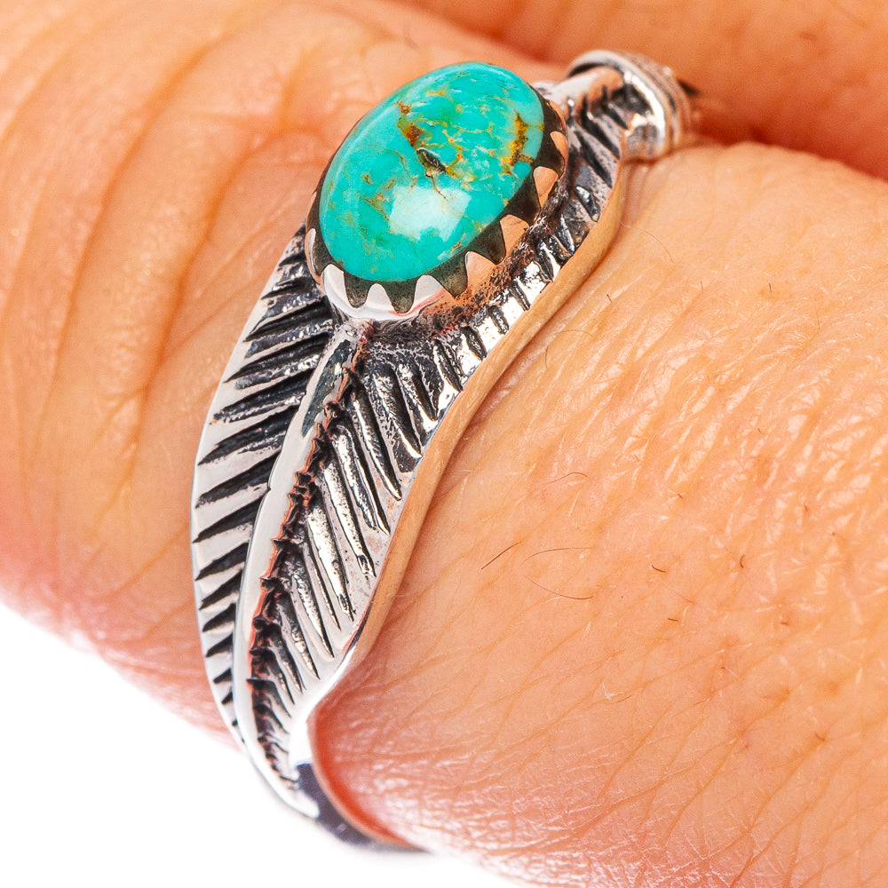 Rare Arizona Turquoise Feather Ring Size 8.75 (925 Sterling Silver) R1441