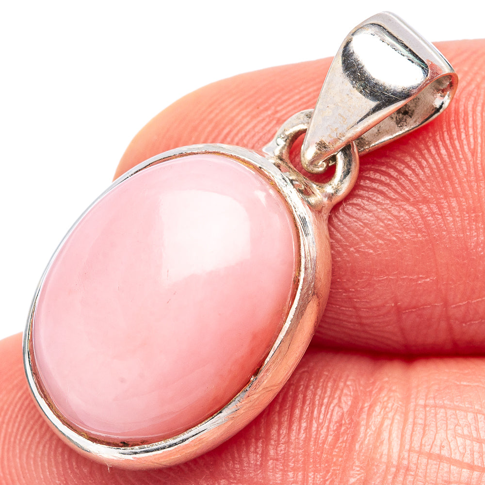 Pink Opal Pendant 1 1/8" (.925 Sterling Silver)