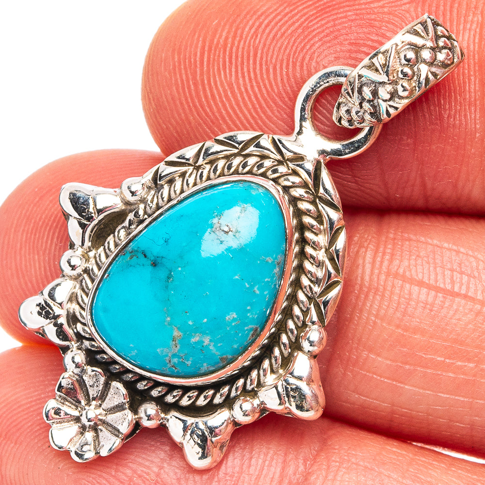 Rare Sleeping Beauty Turquoise Pendant 1 3/8" (.925 Sterling Silver)