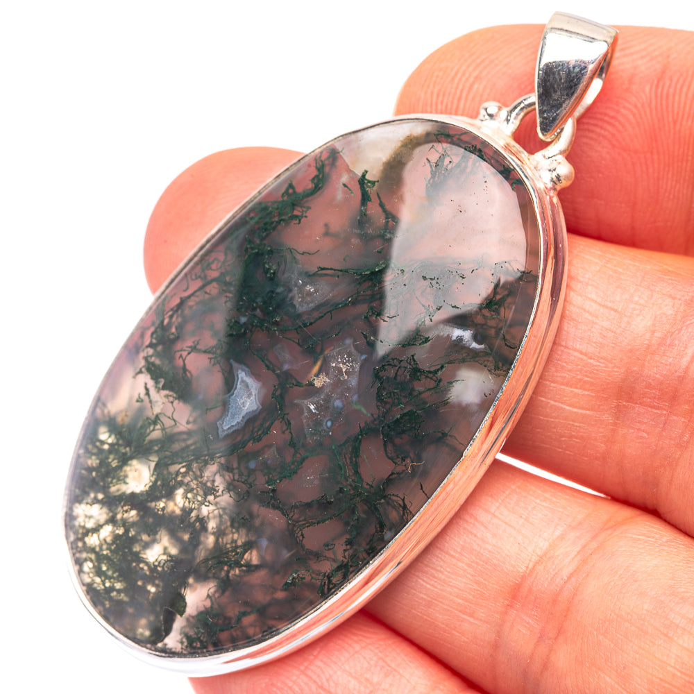 Green Moss Agate 925 Sterling Silver Pendant 2 1/8" (925 Sterling Silver) PD38632