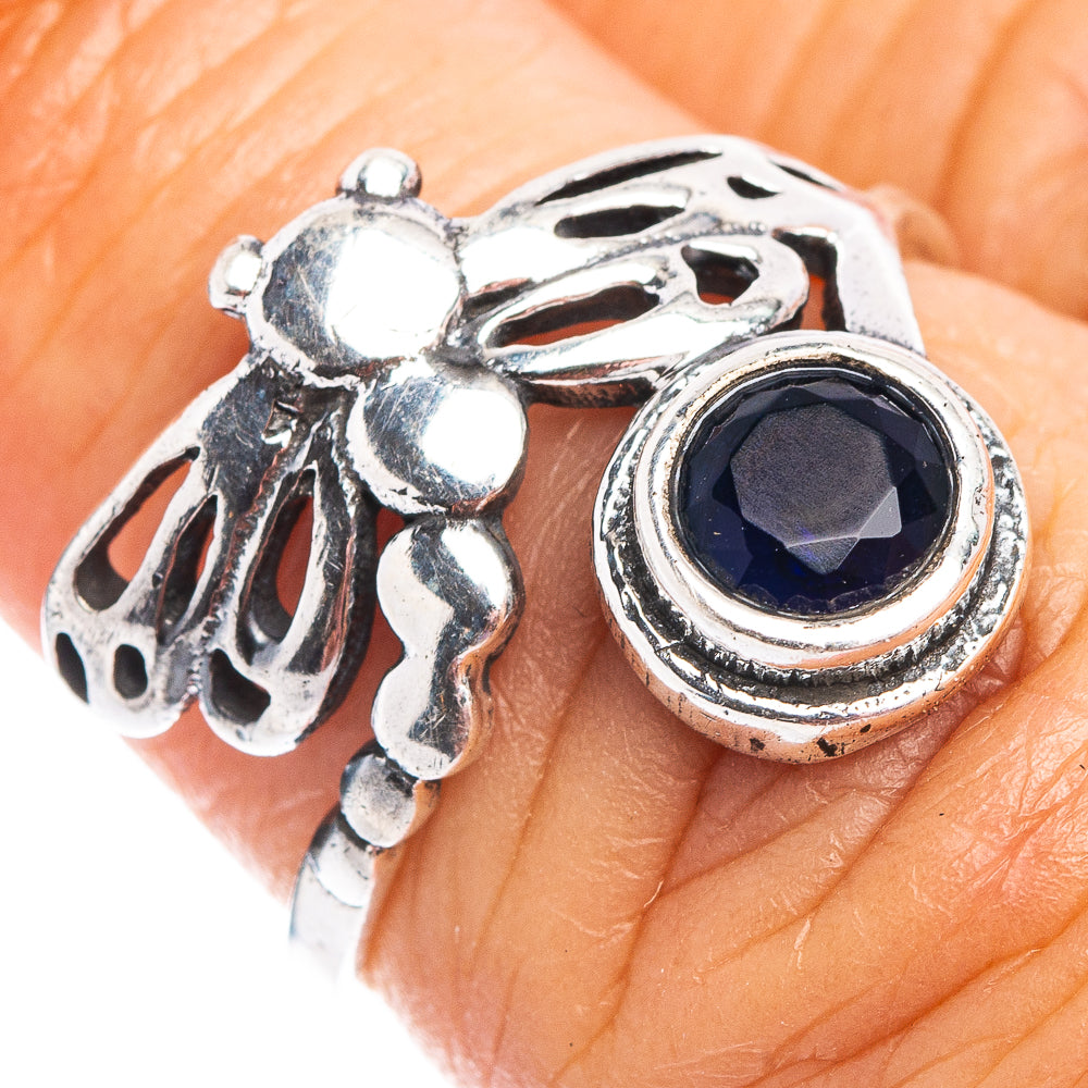 Blue Quartz Dragonfly Dainty Ring Size 6.25 (.925 Sterling Silver)