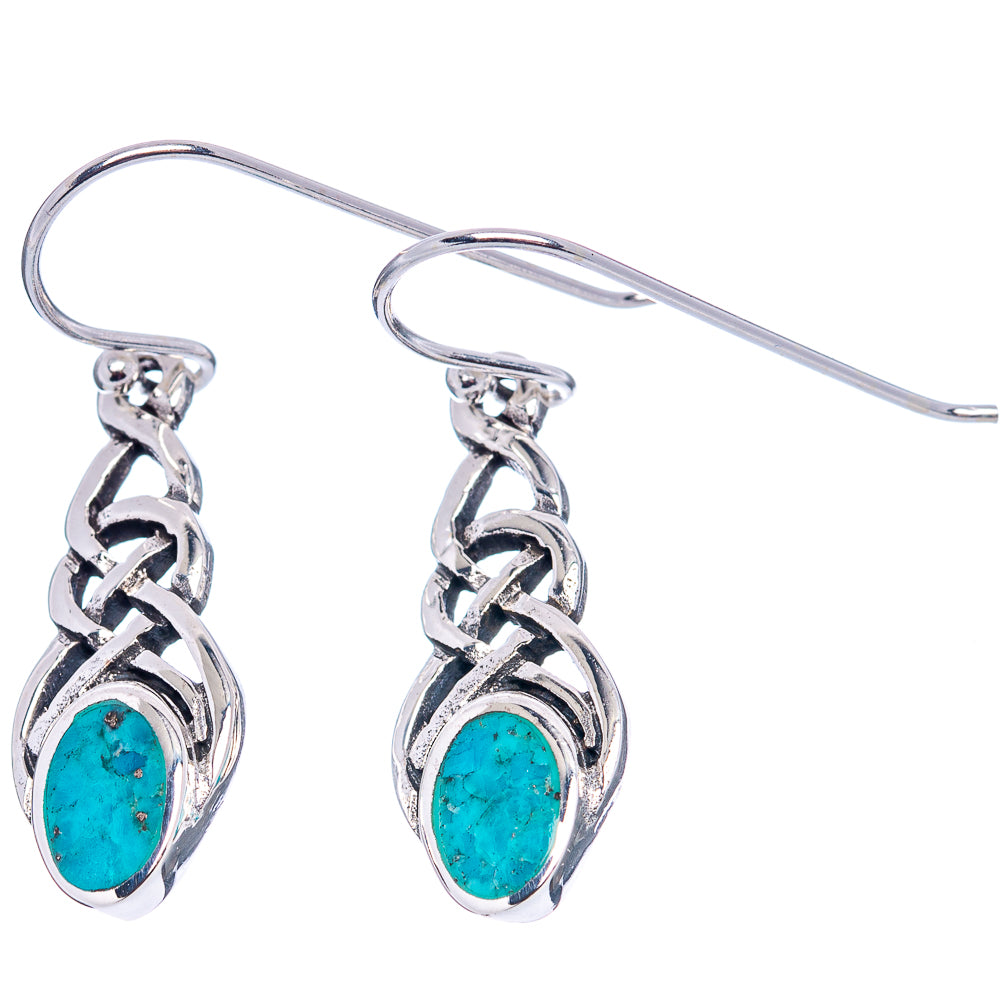 Native Style Mohave Turquoise Earrings 1 1/4" (.925 Sterling Silver)