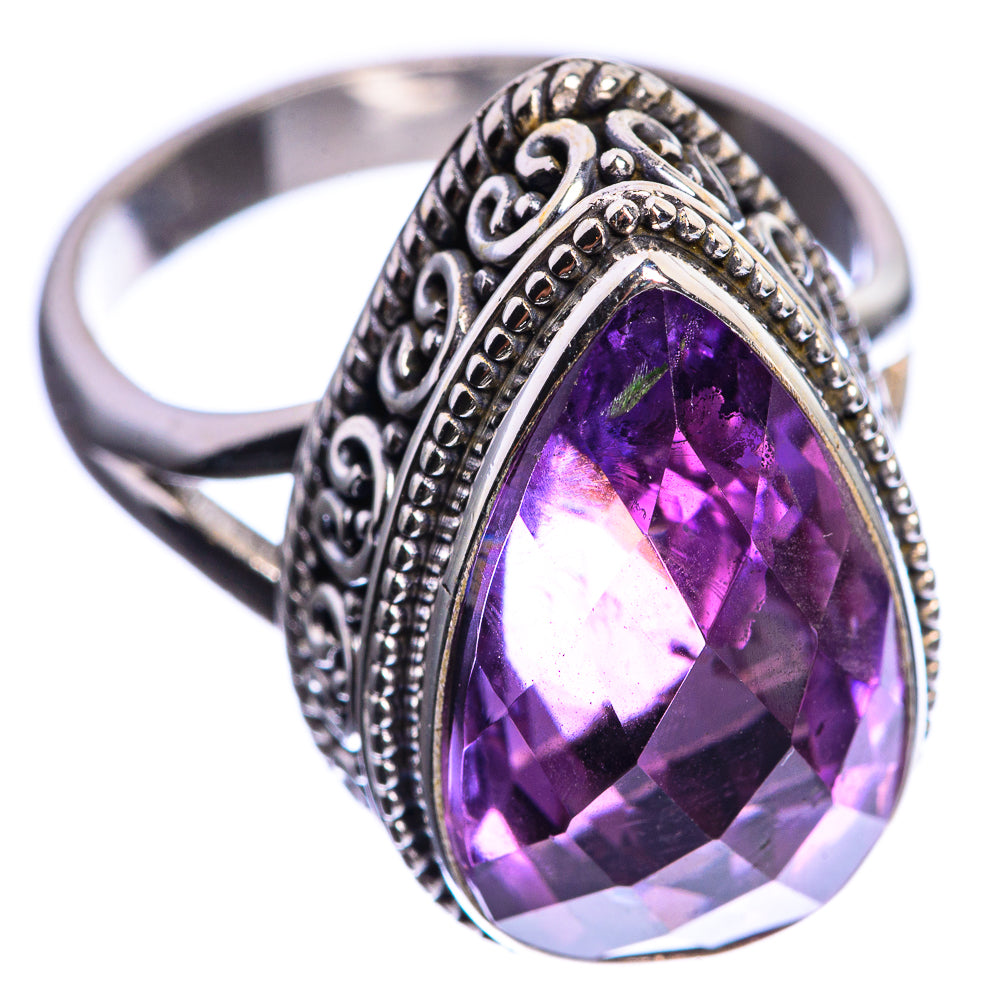 Faceted Amethyst 925 Sterling Silver Ring Size 9