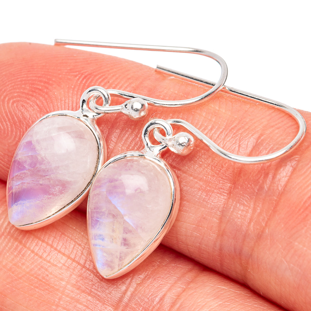 Rainbow Moonstone Dainty Earrings 1 1/8" (925 Sterling Silver) E2032