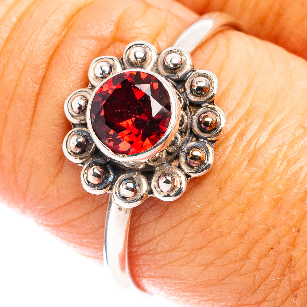(Classic Series) Garnet Ring Size 8.75 (.925 Sterling Silver)