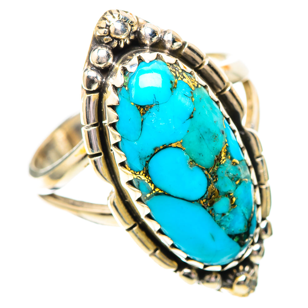 Blue Copper Composite Turquoise Ring Size 7.5 (925 Sterling Silver) RING139721