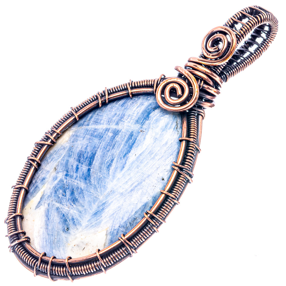 Kyanite Wire Wrap Pendant 2 3/4" (Oxidized Copper)
