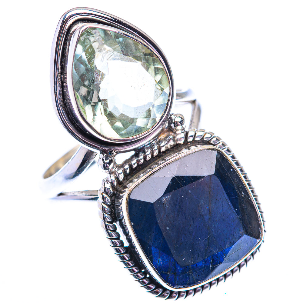 Large Labradorite, Green Amethyst 925 Sterling Silver Ring Size 8 (925 Sterling Silver) RING140407