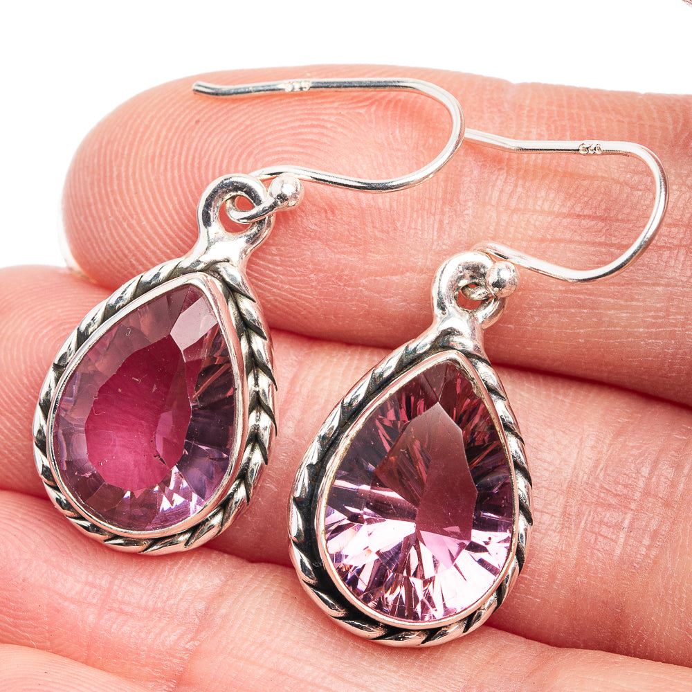 Faceted Color Change Alexandrite (Lab.) Earrings 1 3/8" (925 Sterling Silver) E432453