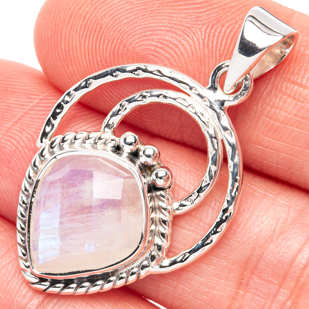 Premium Rainbow Moonstone Pendant 1 3/8" (925 Sterling Silver) P44677