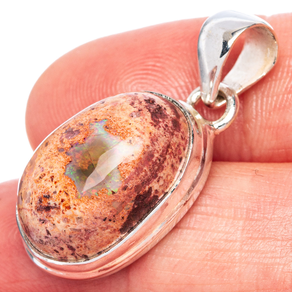 Mexican Fire Opal Pendant 1 1/4" (925 Sterling Silver) P41739