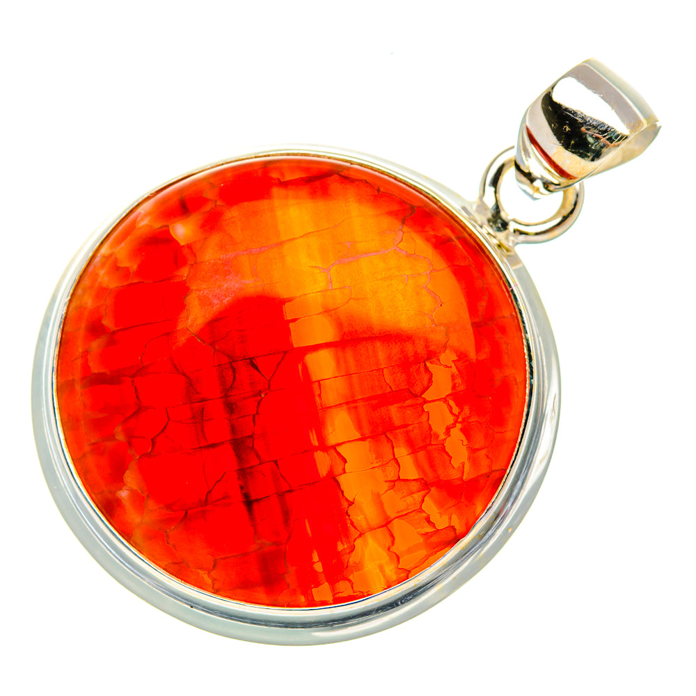 Fire Crab Agate Pendant 1 1/2" (925 Sterling Silver) PD37875