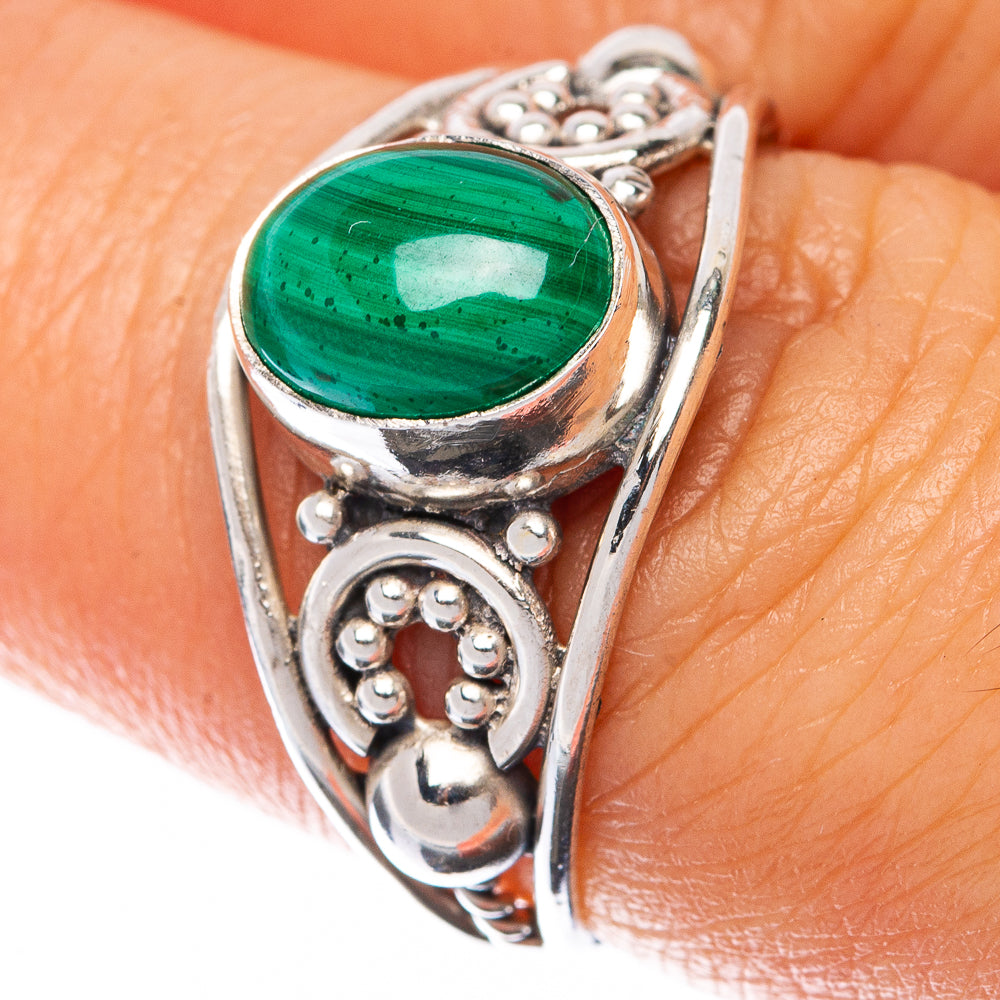 Malachite Dainty Ring Size 7.25 (925 Sterling Silver) R145008